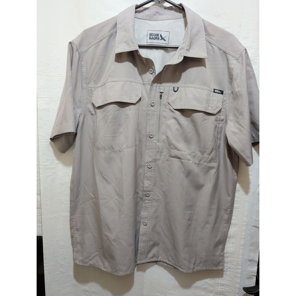Eddie Bauer Men's Woven Tech Shirt Medium Gray Fishing Gear